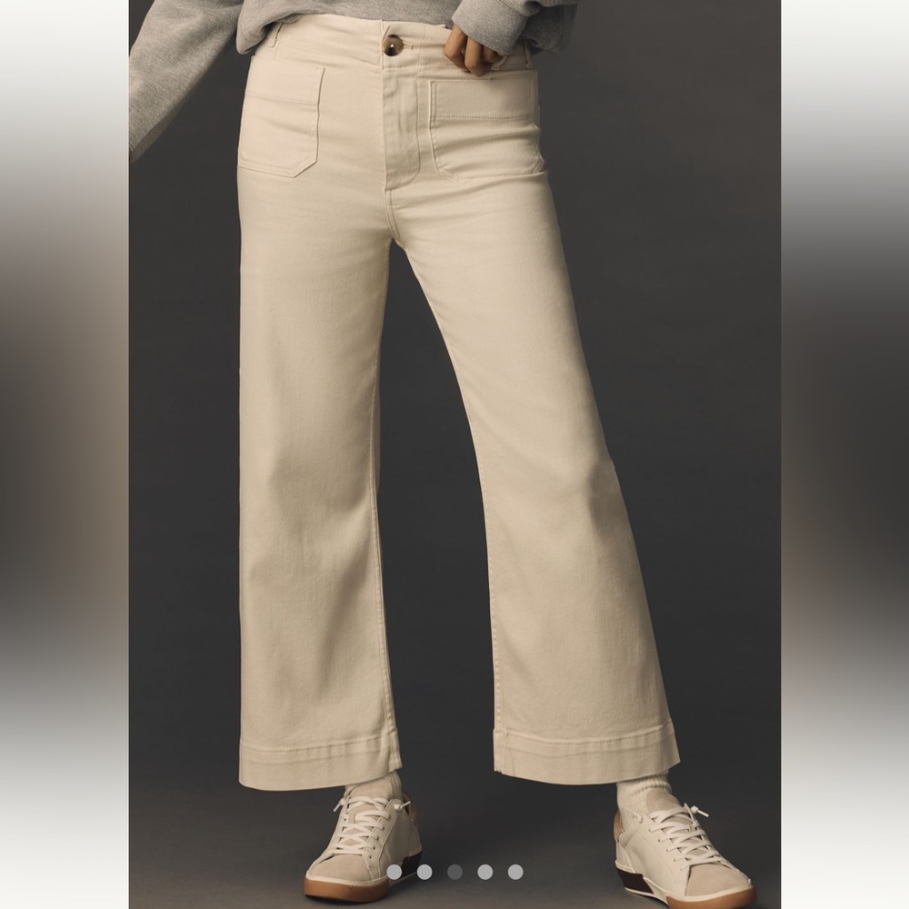 Maeve Cream Ankle Cropped Pants